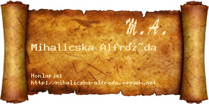 Mihalicska Alfréda névjegykártya